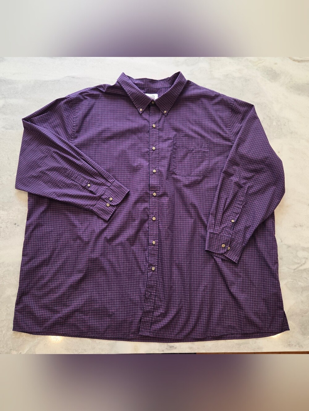 Harbor Bay Men’s Purple Plaid Button-Down Shirt - Picture 4 of 9